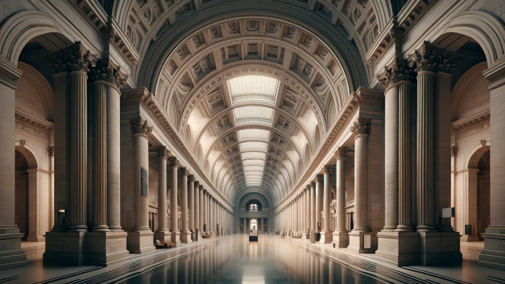 Galerie de musée illustrant la direction artistique Sandora